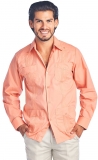 Cuban Style Guayabera Shirt for Men, Traditional Cut -Long Sleeve, Polycotton Fabric-